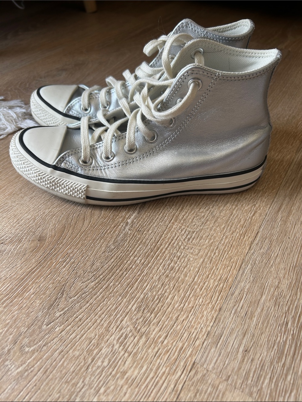 Converse High-Top Metallic Silver Sneakers